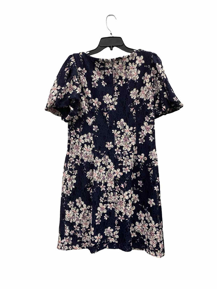 Jessica Howard Size 10 White/Pink Navy Blue Floral Lace Dress