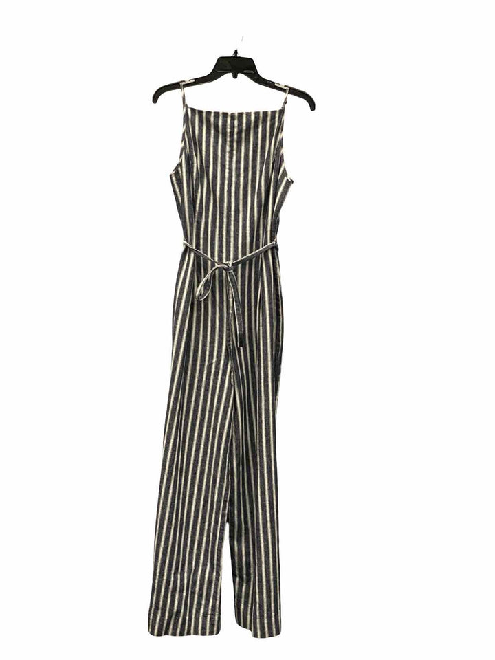 MadeWell Size 6 Gray White Striped Cotton/Linen blend Jumpsuit Dress