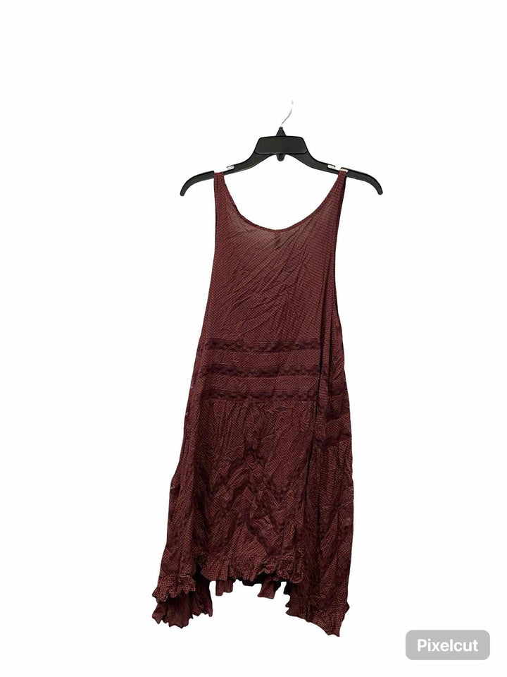 Free People Size XL Burgundy White Dots Tank Top