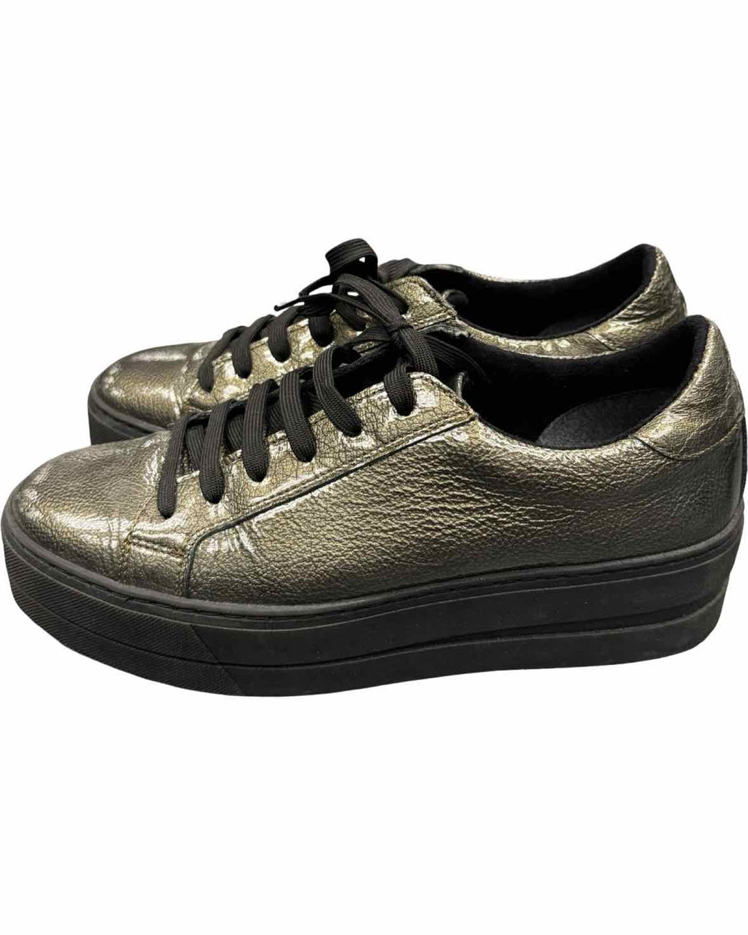 Bos and Co Shoe Size 40 Grey Metallic Leather Platform Sneakers