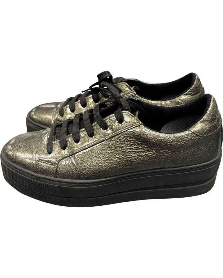 Bos and Co Shoe Size 40 Grey Metallic Leather Platform Sneakers