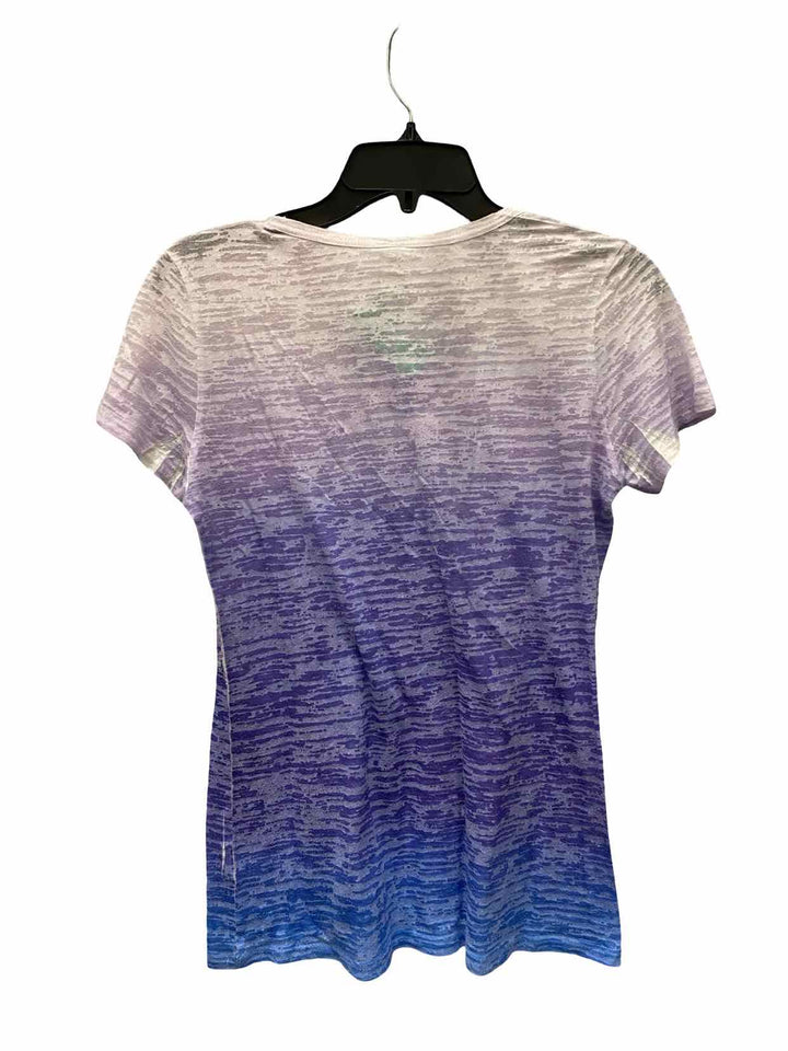 PrAna Size M Purple White Print Short Sleeve Shirts