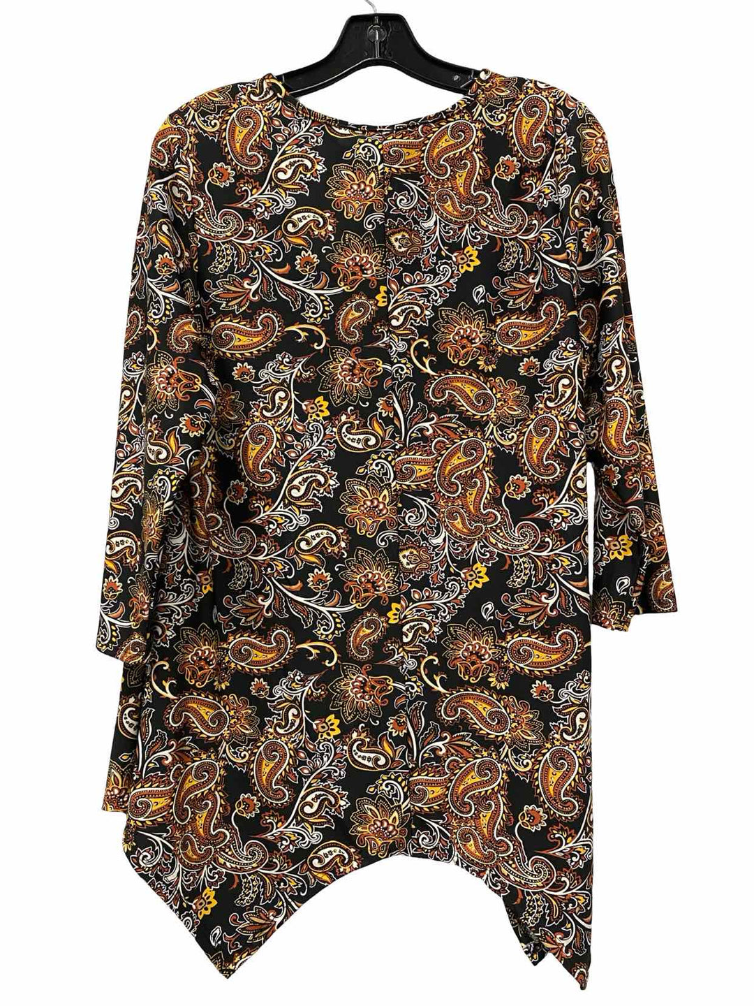 Kim Rogers Size L Yellow Black Paisley Long Sleeve Shirts