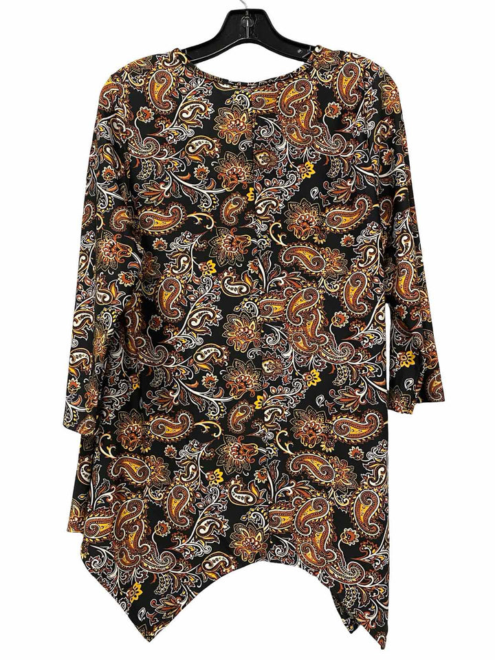 Kim Rogers Size L Yellow Black Paisley Long Sleeve Shirts
