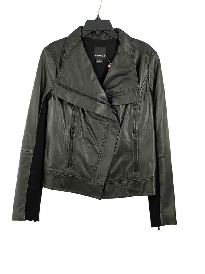 Trouve Black Leather Jacket (Outdoor)
