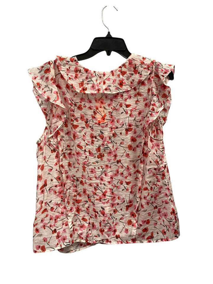Cabi Size M Pink Red Floral Short Sleeve Shirts