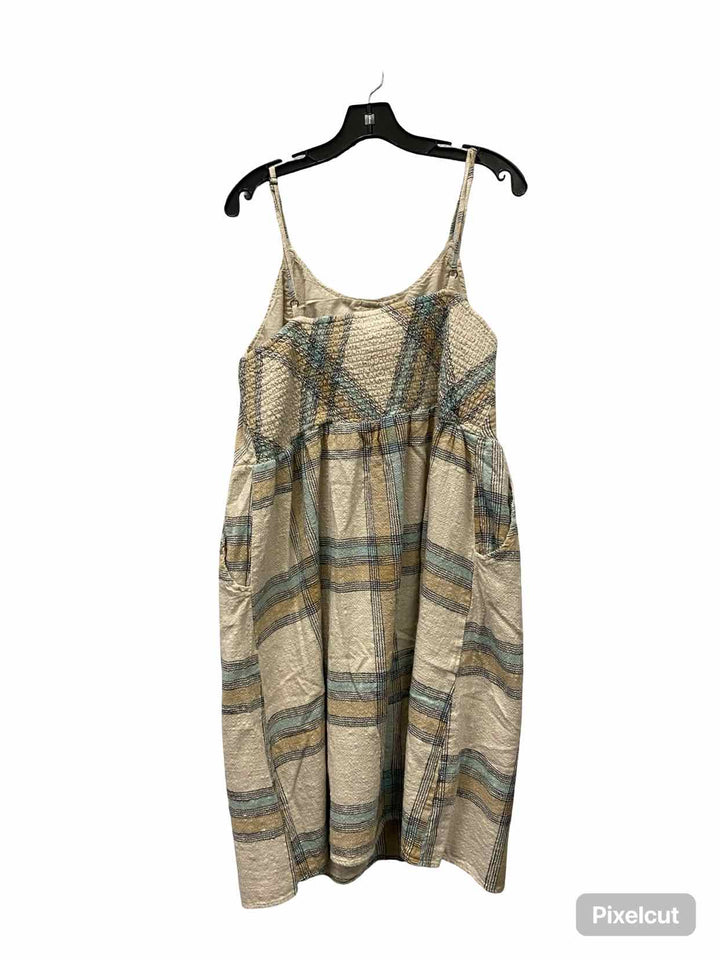 Unknown Brand Size XXL Beige Plaid 100% cotton Dress
