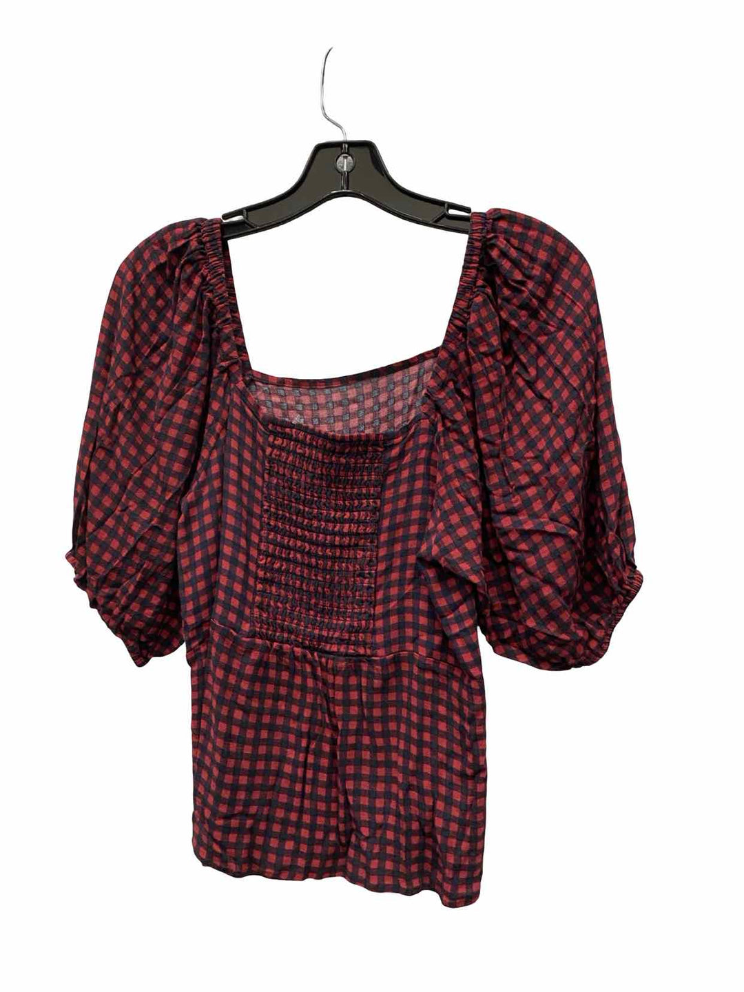 Unknown Brand Size M/L Maroon Black Plaid Short Sleeve Shirts