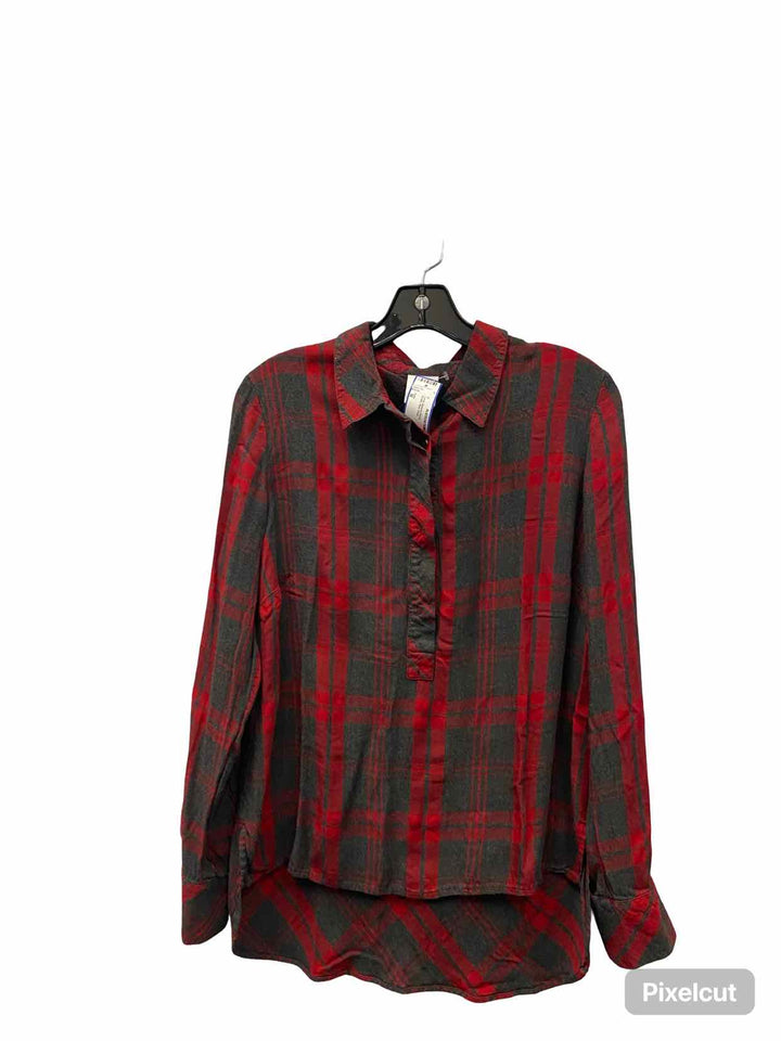 Cabi Size M Brown Red Plaid Long Sleeve Shirts