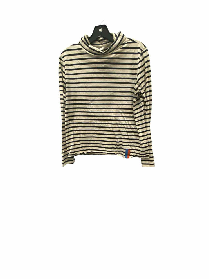 Kule Size M White Navy Blue Striped Long Sleeve Shirts
