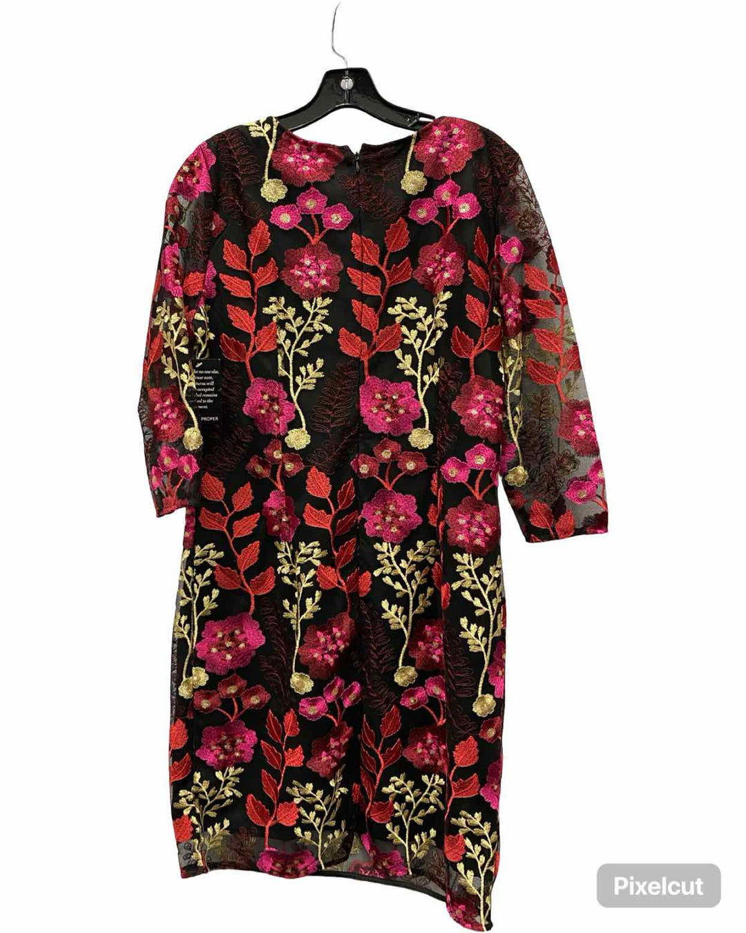 Alexia Admor Size 14 Black Pink & Red Floral Embroidered Dress