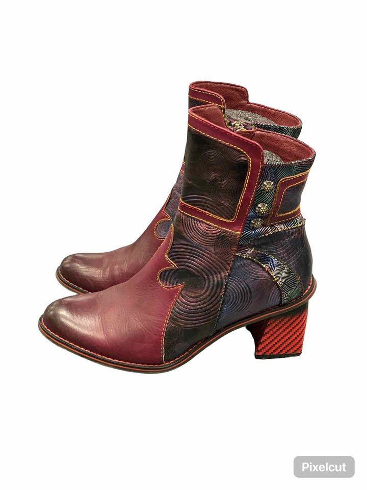 L'Artiste by Springstep Shoe Size 38 Red Leather Thunderbird Boots(Ankle)