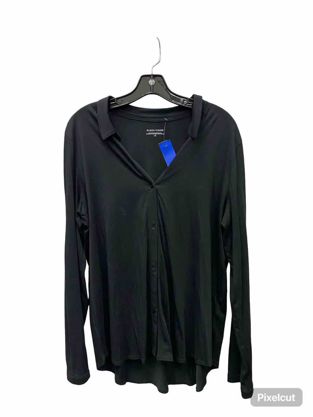 Eileen Fisher Size L Black 100% Organic Cotton Long Sleeve Shirts