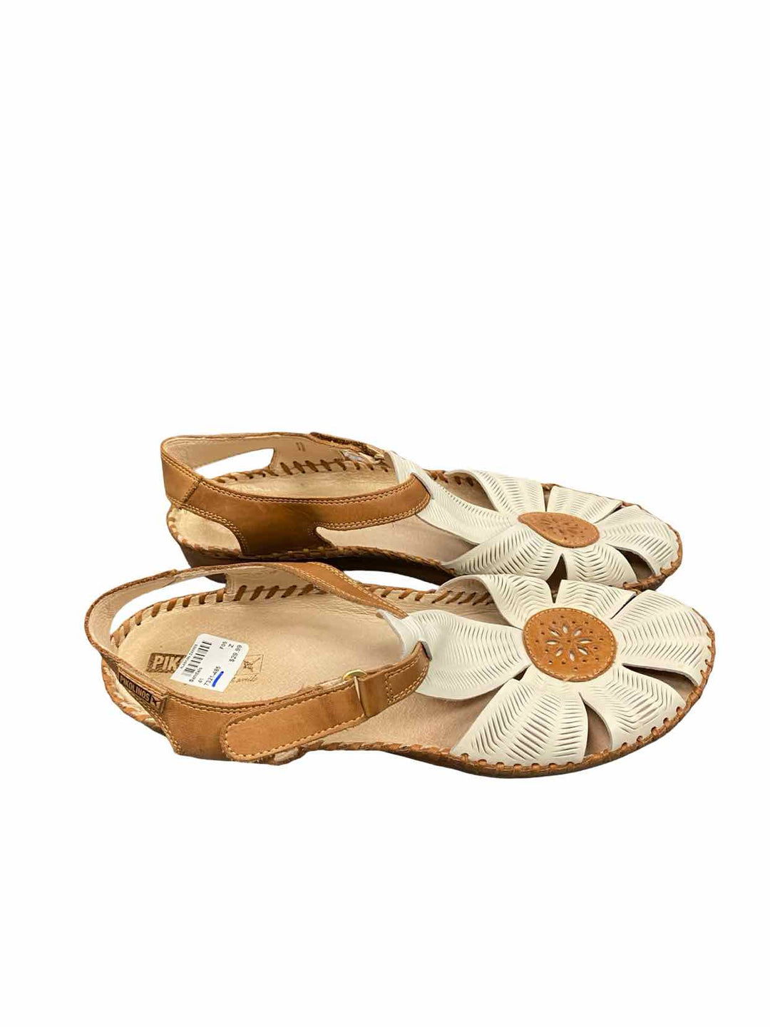 Pikolinos Shoe Size 41 Brown Cream Leather P. Vallarta Sandals