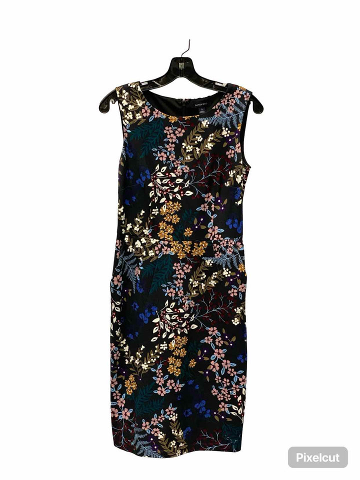 Lands End Size 2 Black Multi Floral Dress