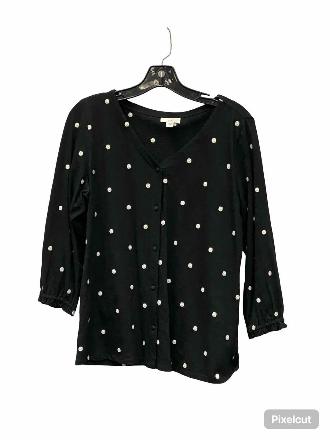 J Jill Size S Black White Polka Dot 100% cotton Long Sleeve Shirts