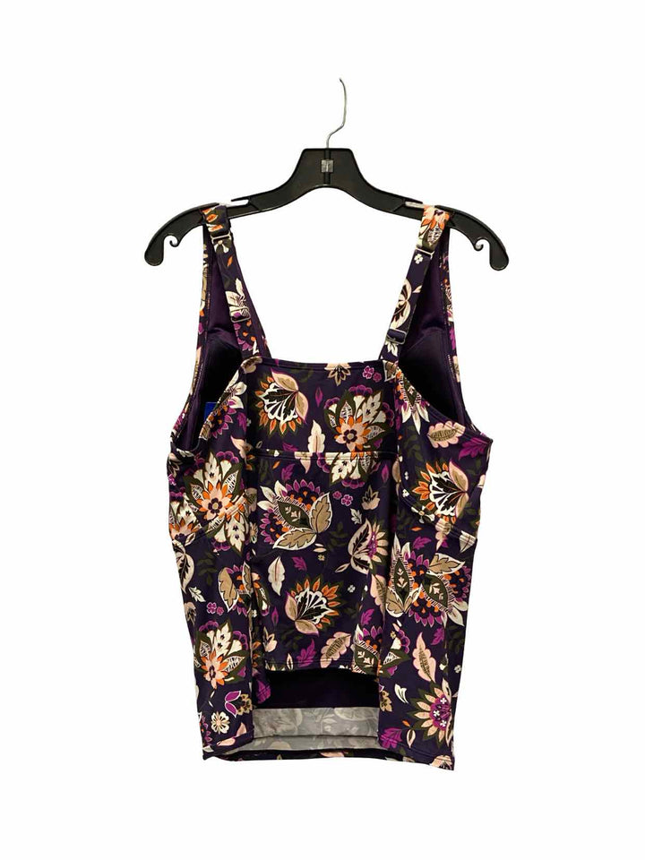 Lands End Size XL/2X Purple Floral Swimsuit