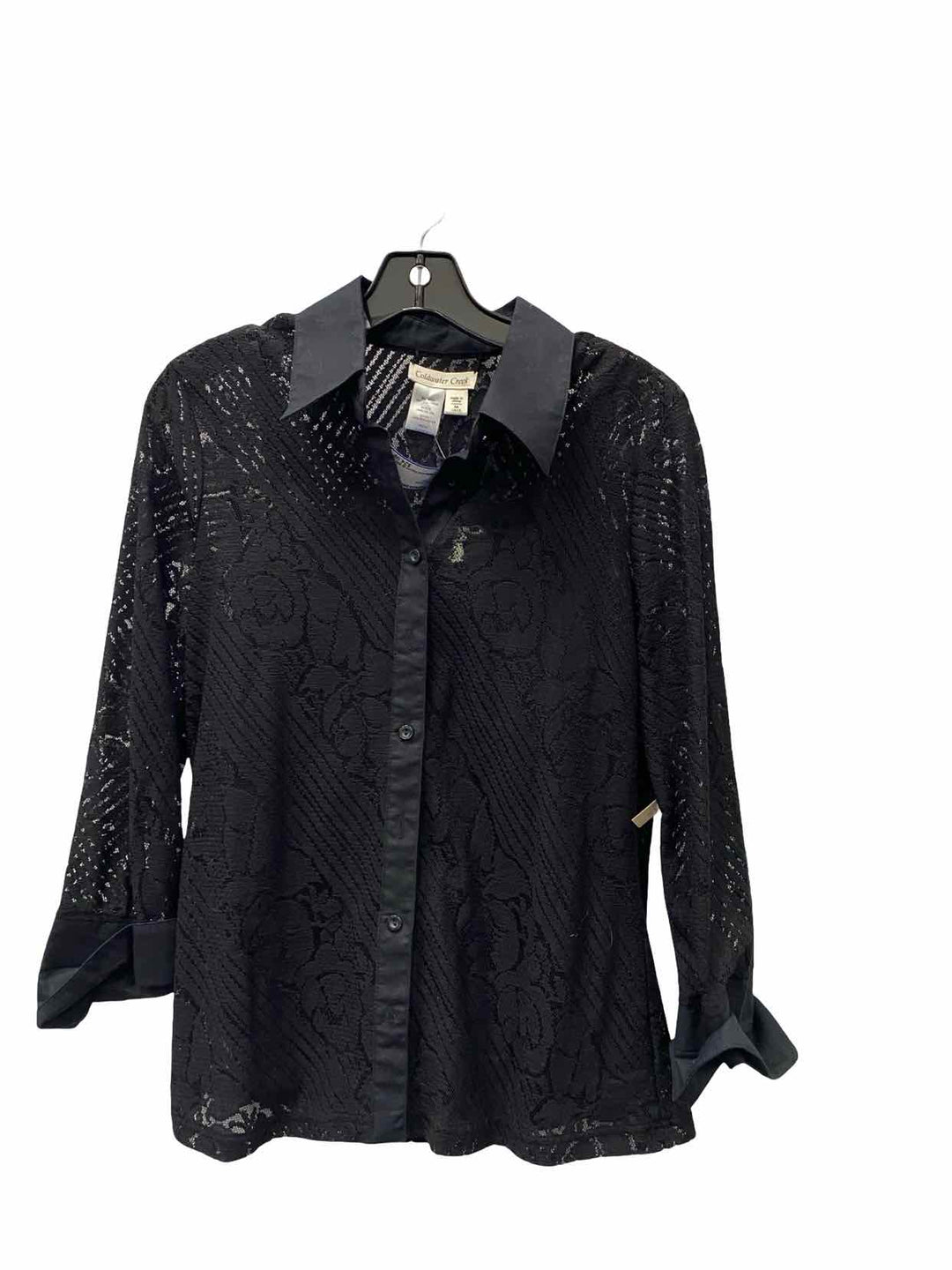 Coldwater Creek Size M Black Lace Long Sleeve Shirts