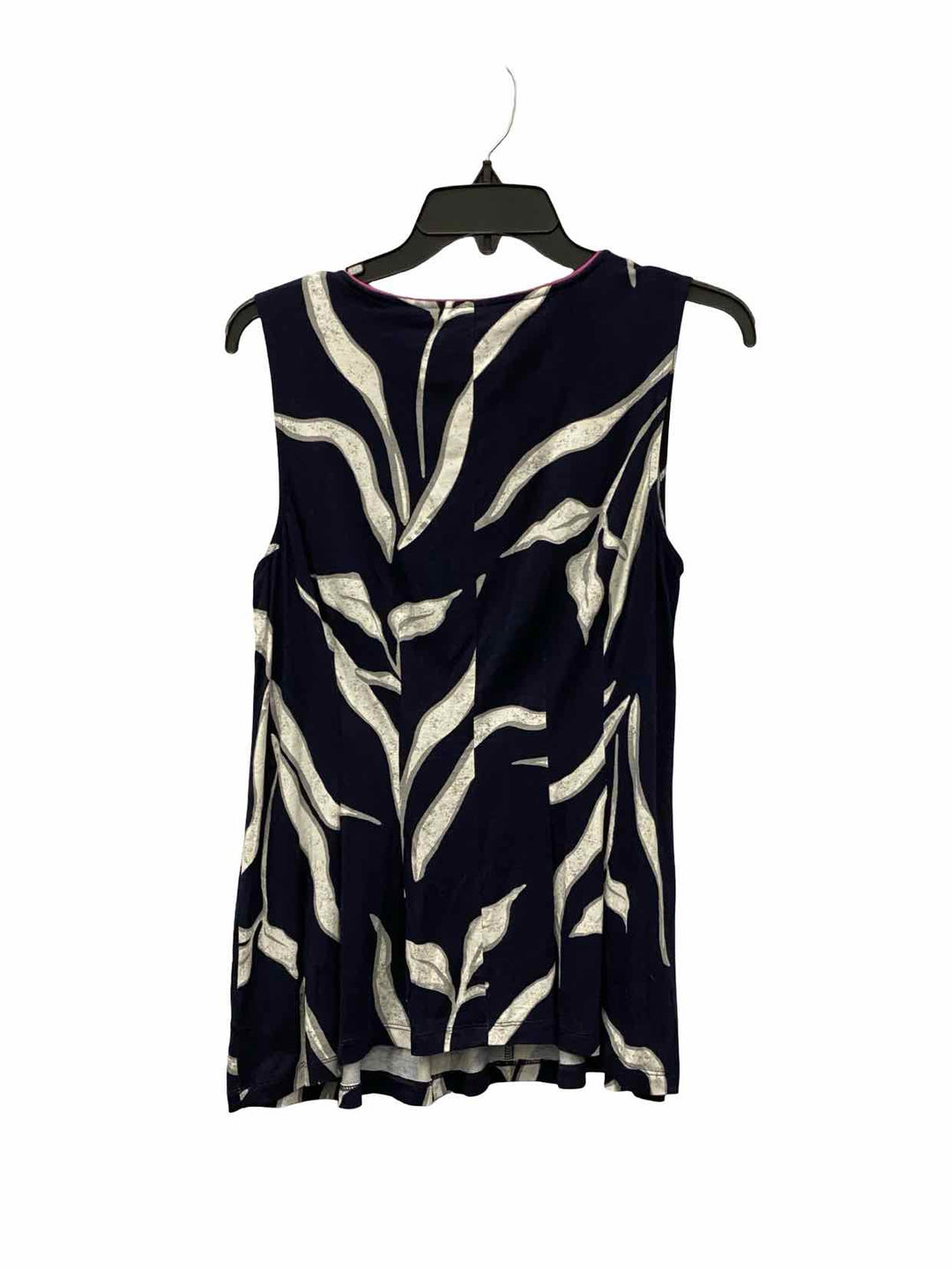 Nic + Zoe Size L Navy White Branches Tank Top