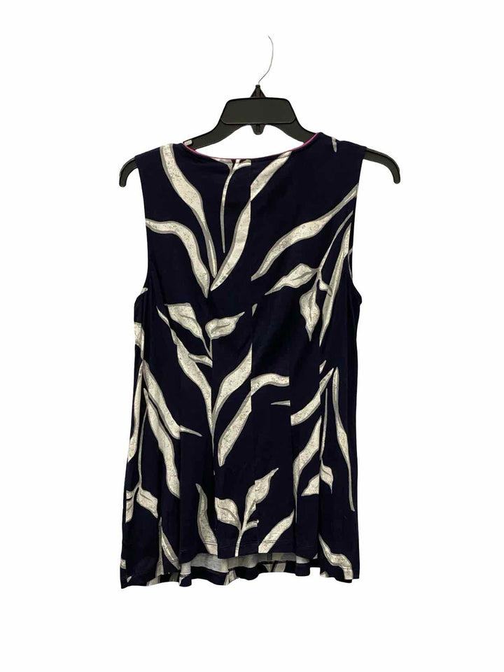 Nic + Zoe Size L Navy White Branches Tank Top