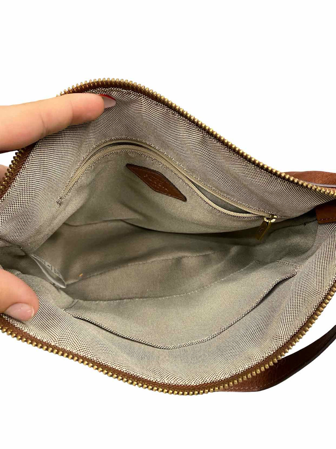 Fossil Brown W/Crossbody Strap Purse