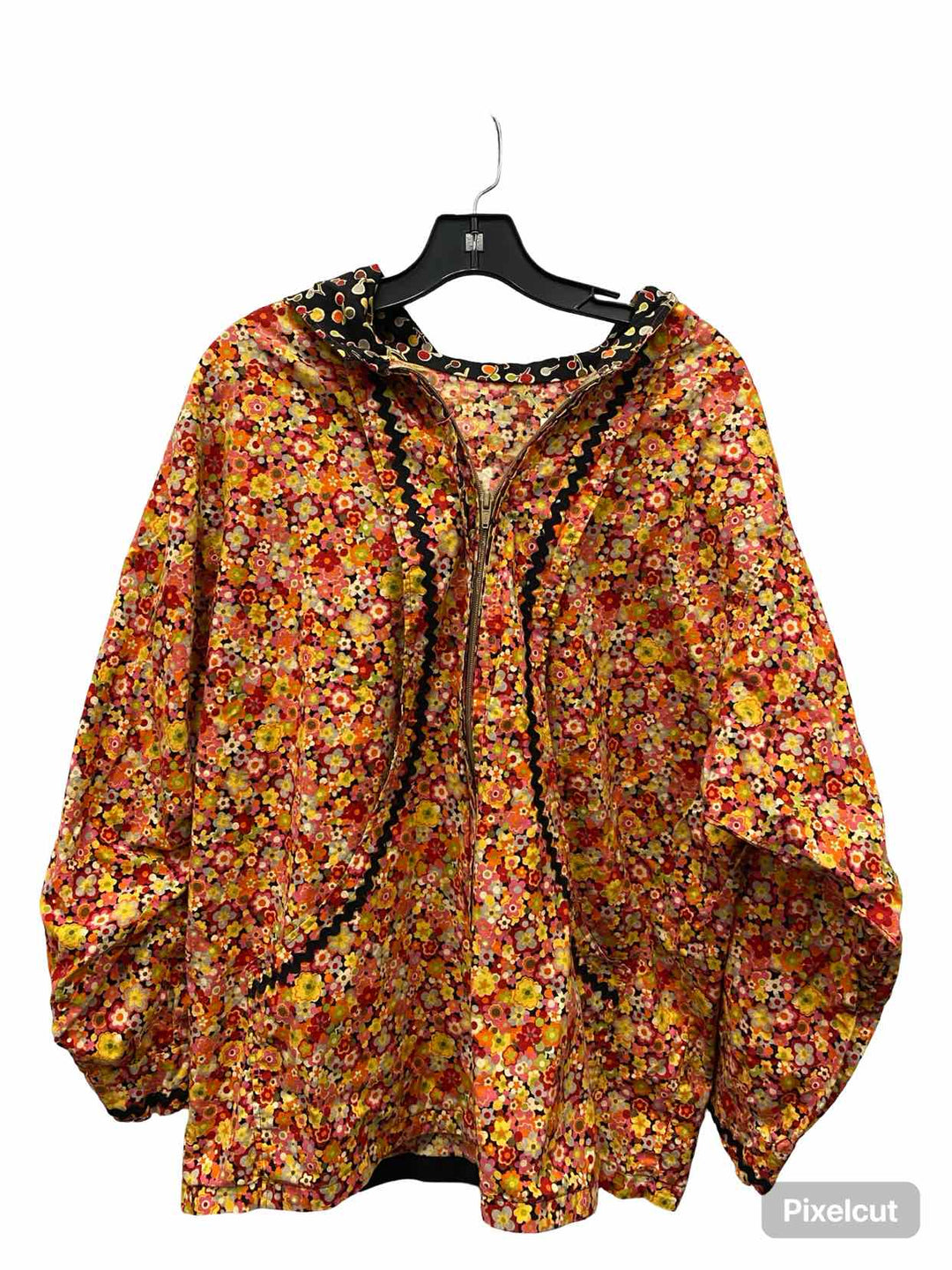 Unknown Brand Size L Orange Red Floral Long Sleeve Shirts