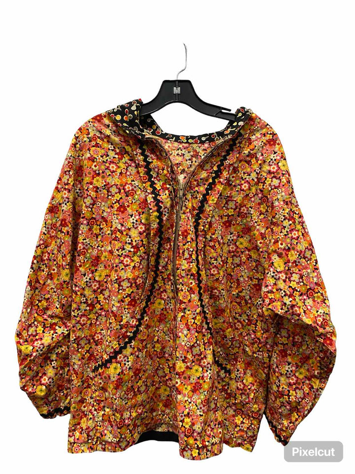Unknown Brand Size L Orange Red Floral Long Sleeve Shirts