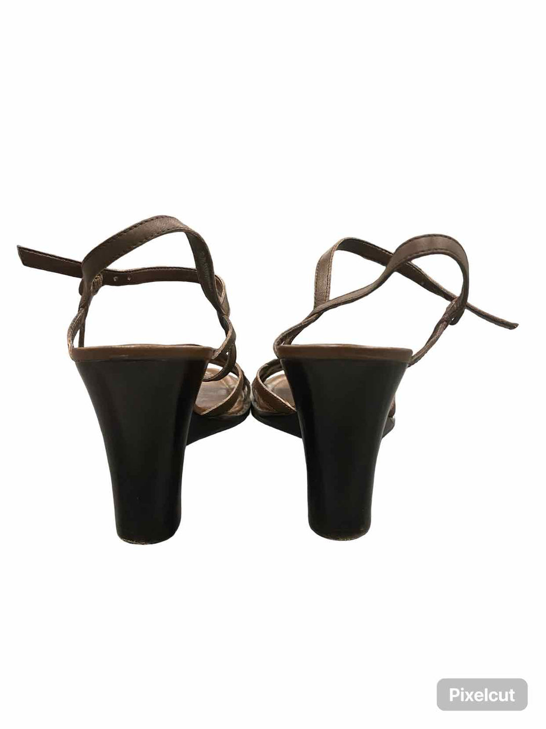 Franco Sarto Shoe Size 7.5 Brown Bronze Leather Sandal Heels