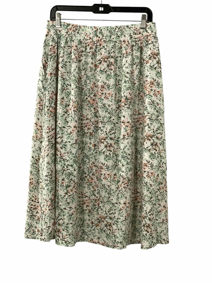 Caslon Size M White Green & Pink Floral Skirt