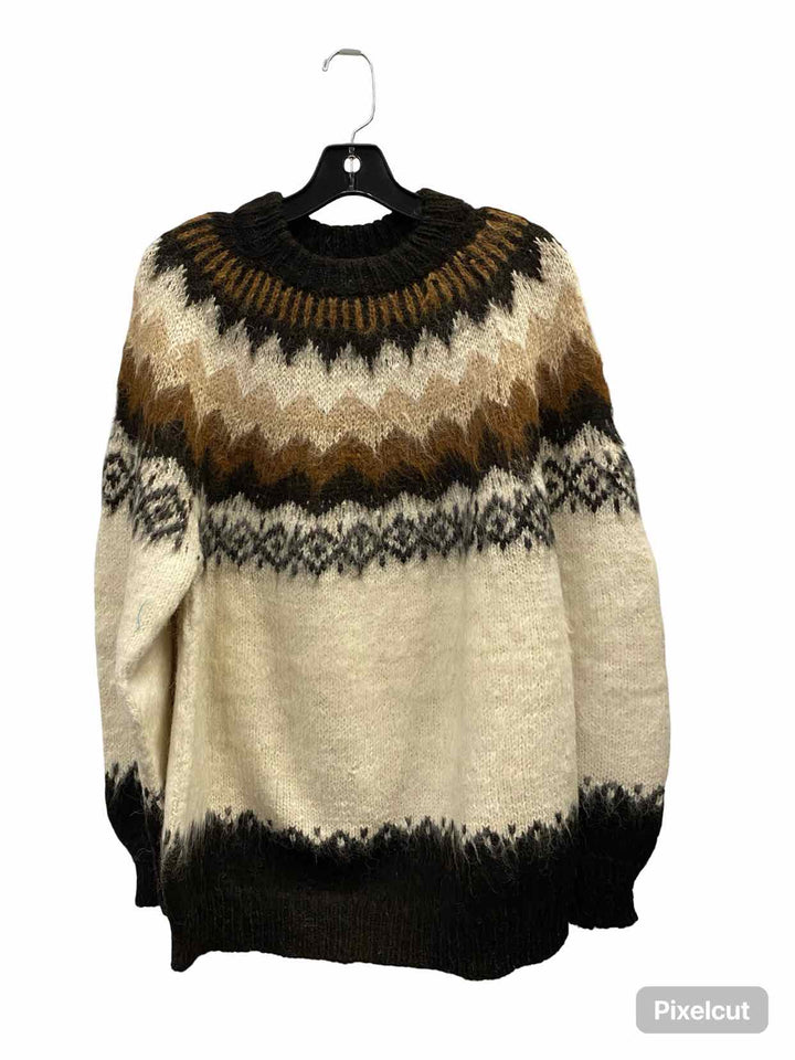 Invisible World Size XL Brown/White Black 100% Alpaca wool Sweater