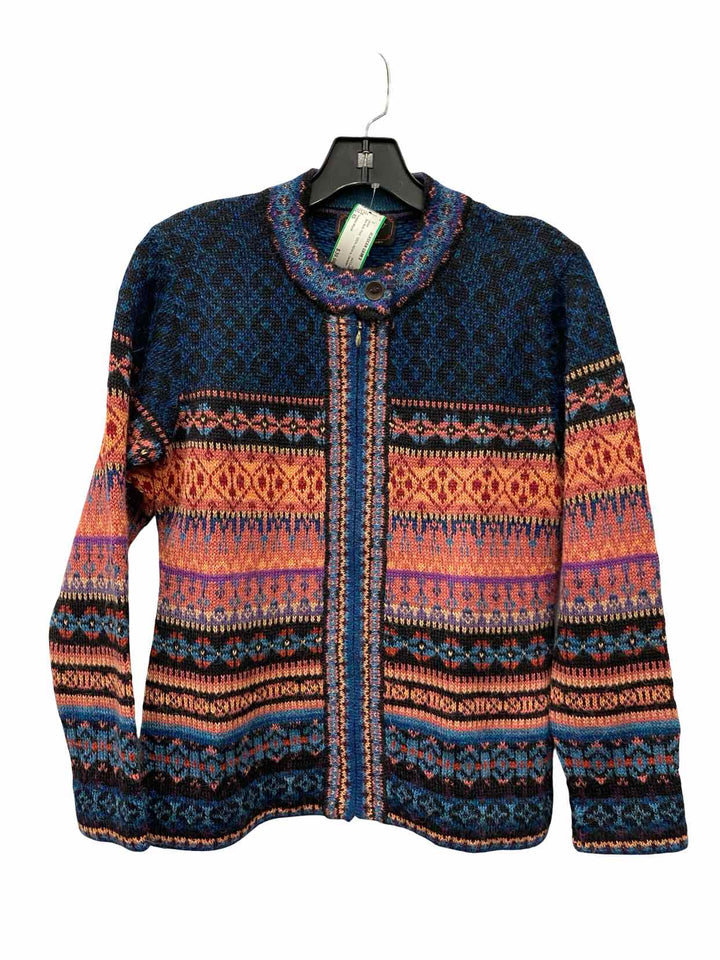 Invisible World Size XS Blue Multi Print 100% Alpaca Jacket