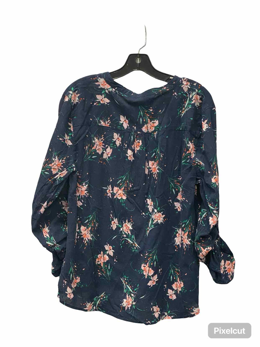Carve Designs Size L Navy Pink Floral 100% cotton Long Sleeve Shirts