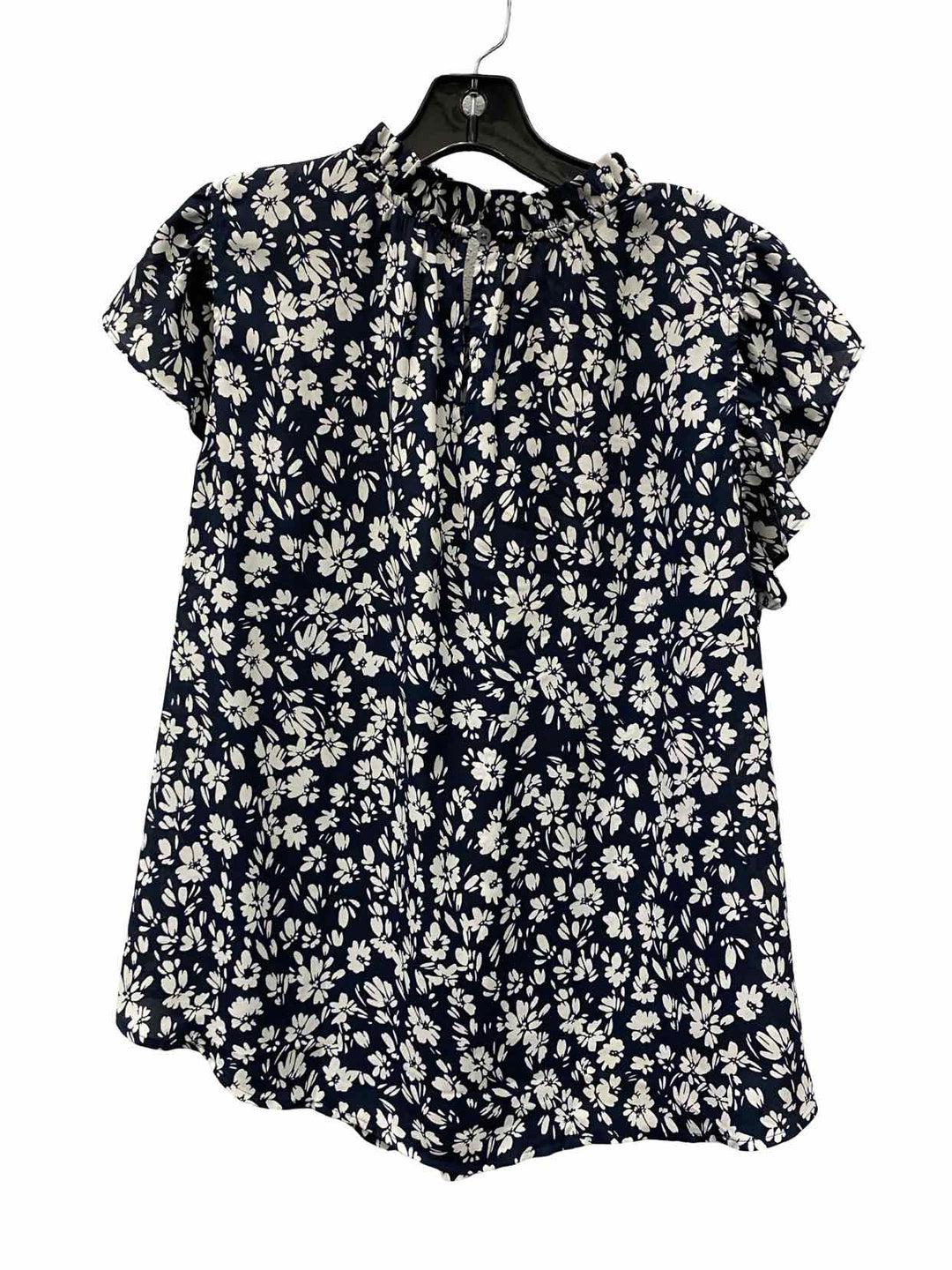 Loft Size XL Navy White Floral Short Sleeve Shirts
