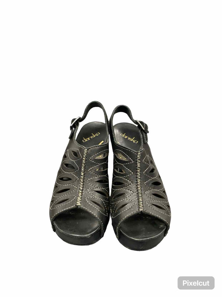 Dansko Shoe Size 38 Black Leather Rowena Heels