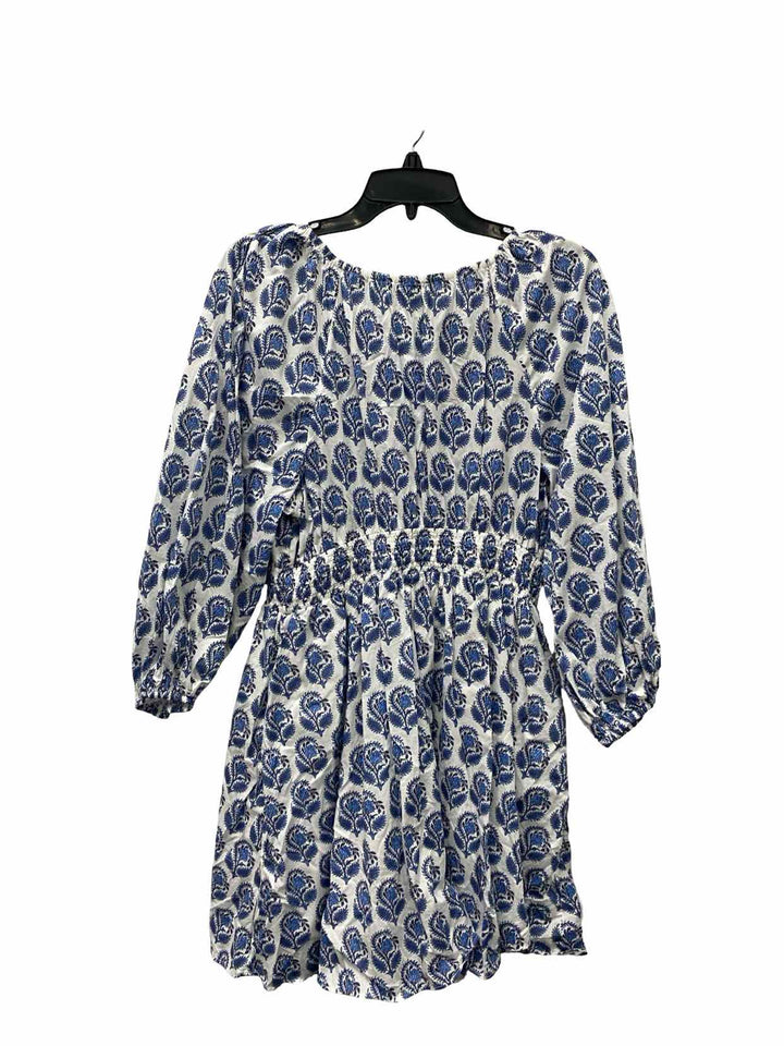 J Crew Size M White Blue Print 100% cotton Dress
