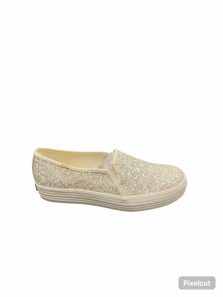 Kate Spade Shoe Size 8 White Trip Deck KS Glitter Sneakers