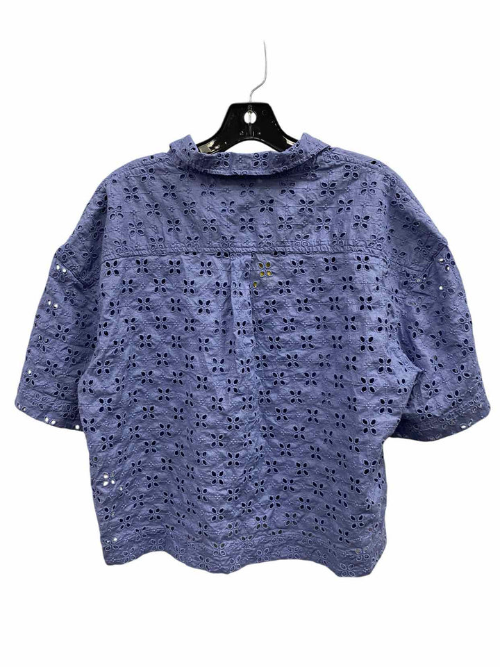 Gap Size L Blue Print Short Sleeve Shirts