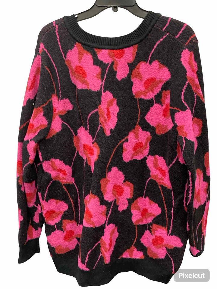 Cabi Size XL Black Pink Floral Sweater