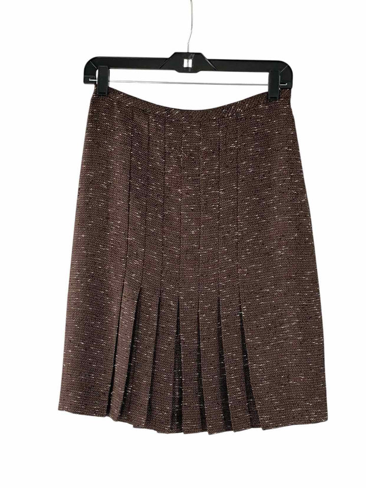 Kasper Size 4P Brown White Pleated Skirt