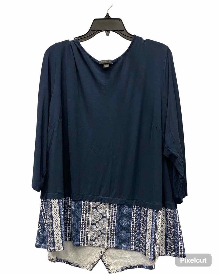 J Jill Size 2X Blue Print Long Sleeve Shirts