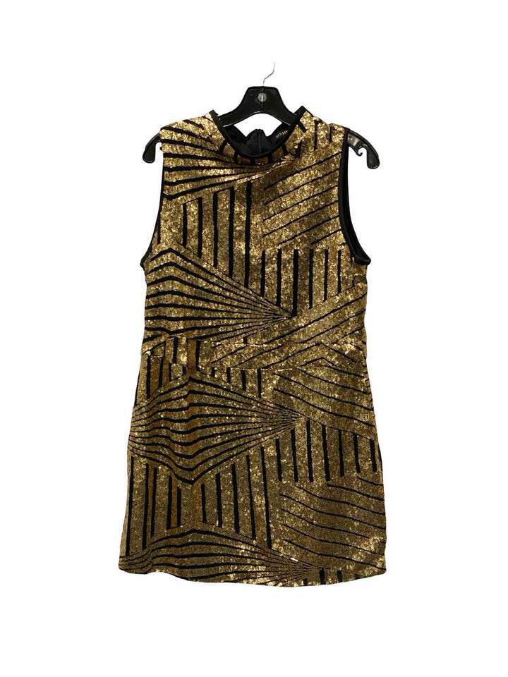 Qed London Size 12 Gold Black Sequin Dress