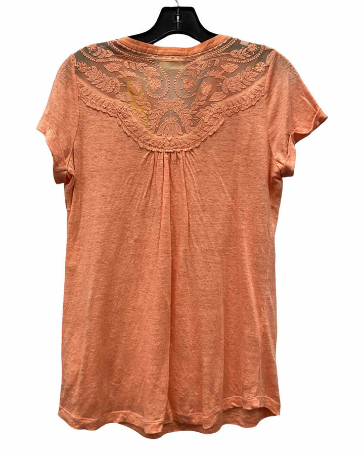 Deletta Size S Pink Linen Short Sleeve Shirts