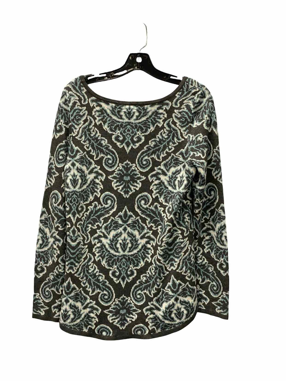 Charter Club Size M Gray Blue Print Sweater