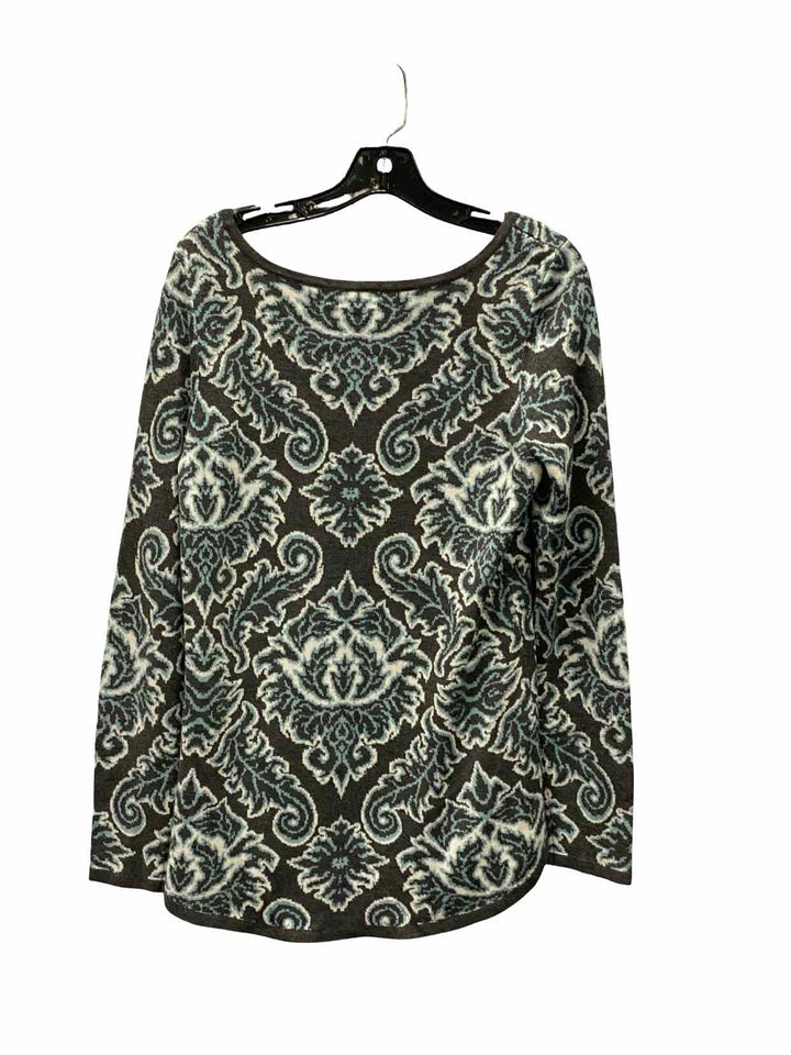 Charter Club Size M Gray Blue Print Sweater