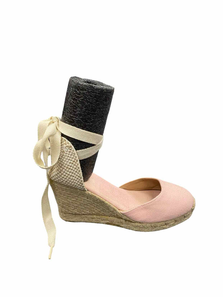 Espadrille Shoe Size 7 Beige Pink Wedge Heels