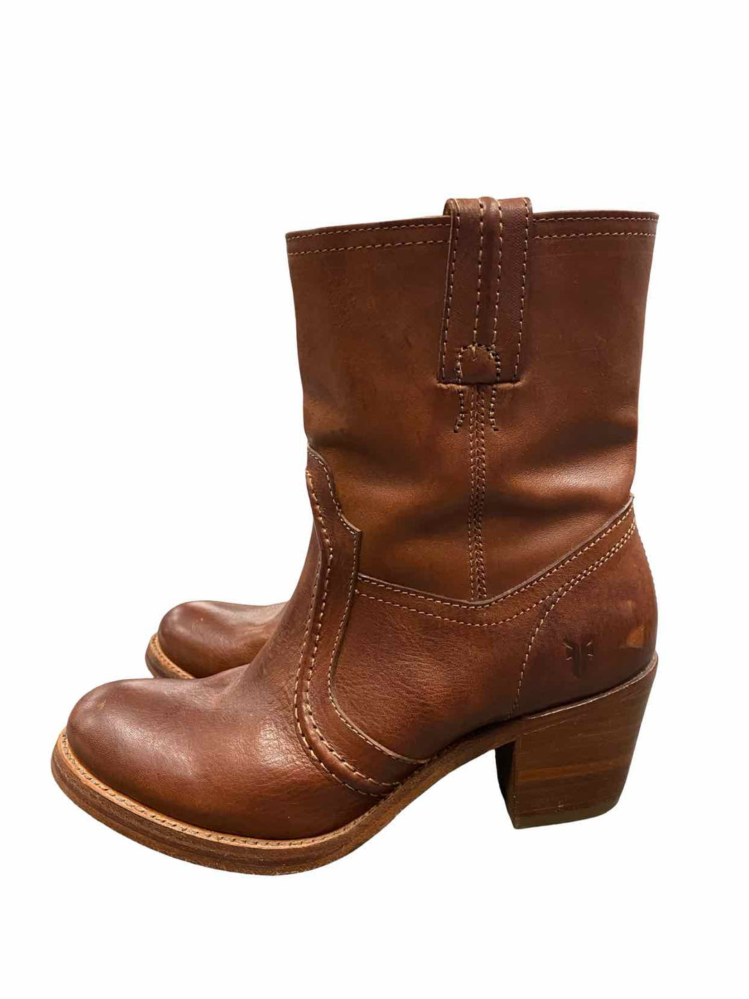 Frye Shoe Size 5.5 Brown Leather Jane Trapunto Boots(Ankle)