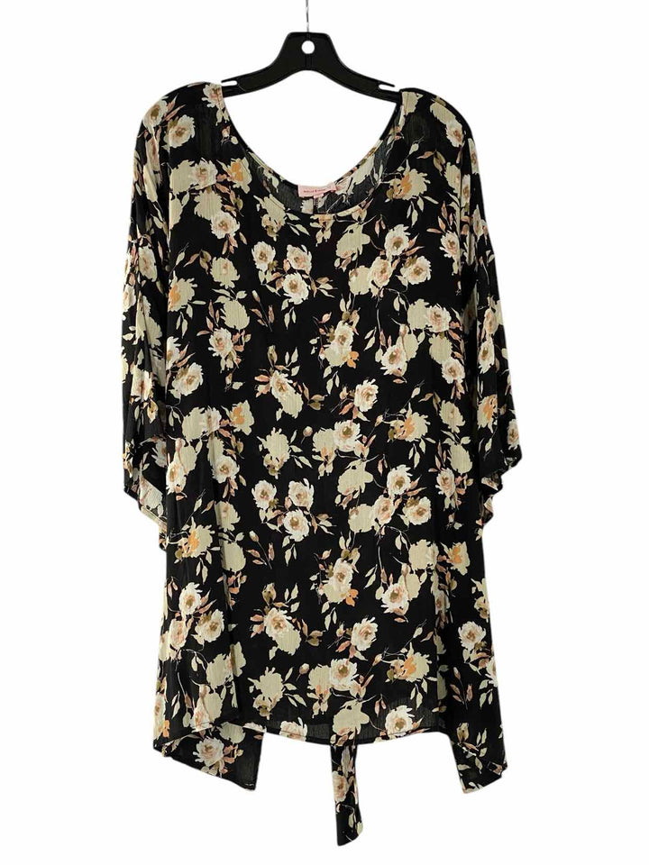 MOlly & Isadora Size 4X Black Floral Long Sleeve Shirts