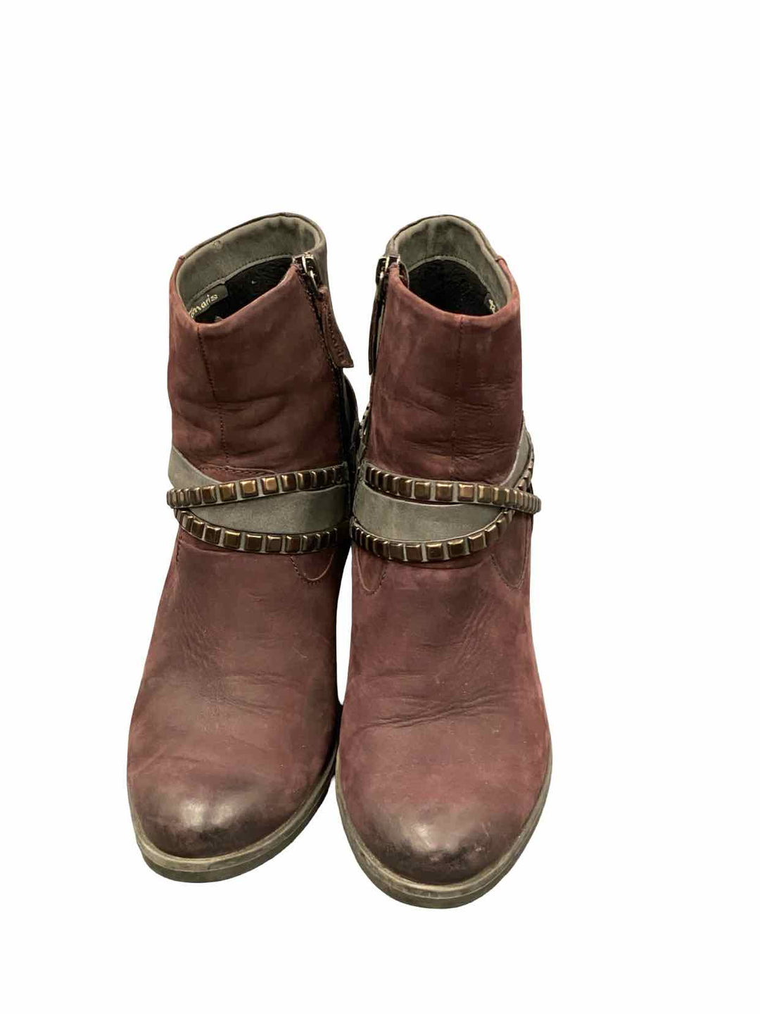 Tamaris Shoe Size 38 Burgundy Grey Leather Tora Boots(Ankle)