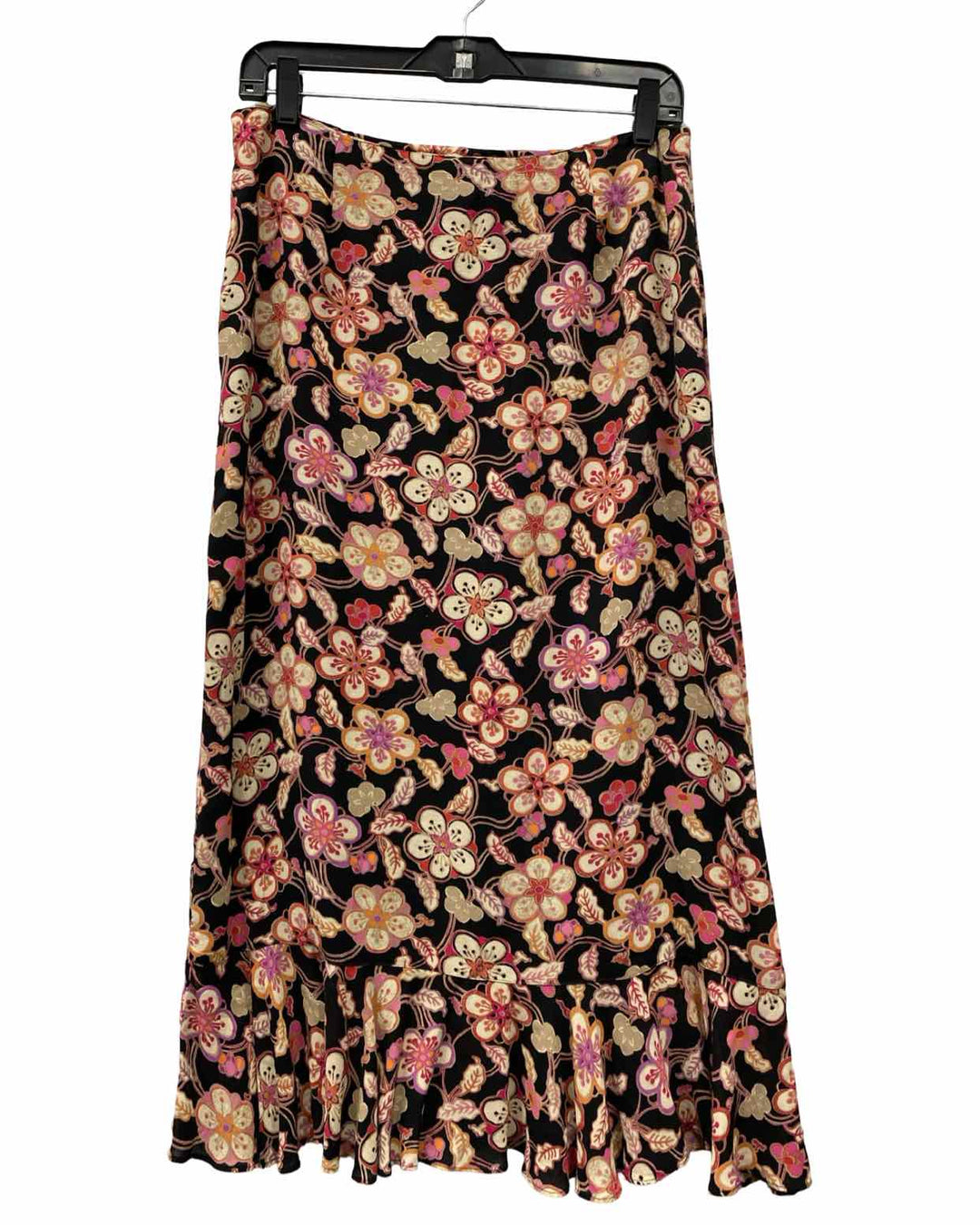 Sigrid Olsen Size 8 Black Pink Floral Skirt