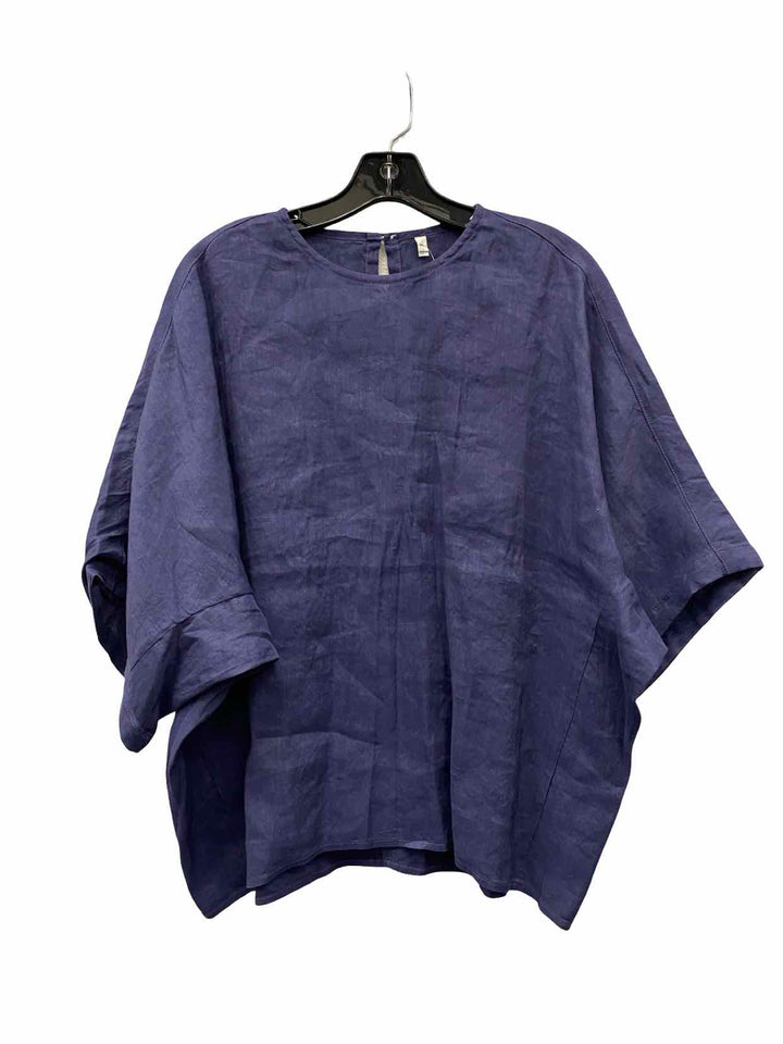 Unknown Brand Size M Blue Hemp Blend Short Sleeve Shirts